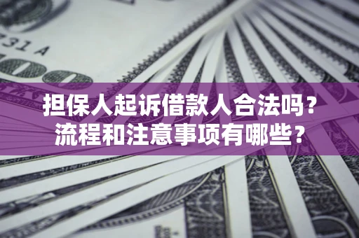 武汉担保人起诉借款人合法吗？流程和注意事项有哪些？